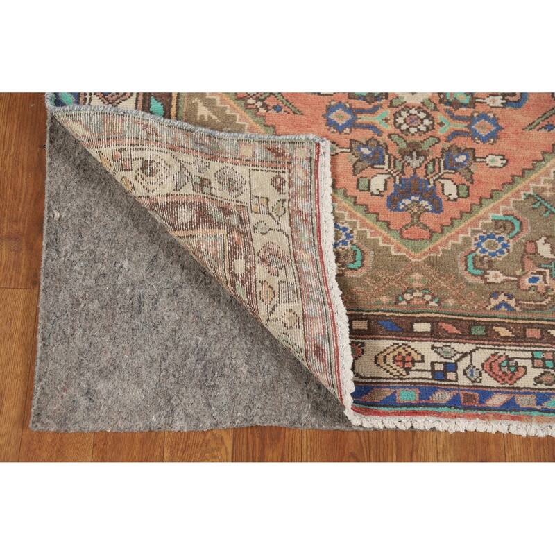 Hand Knotted Oriental 100% Wool Carpet Traditional Geometric Coral Hamedan Runner Rug - 10' 4'' X 3' 3''