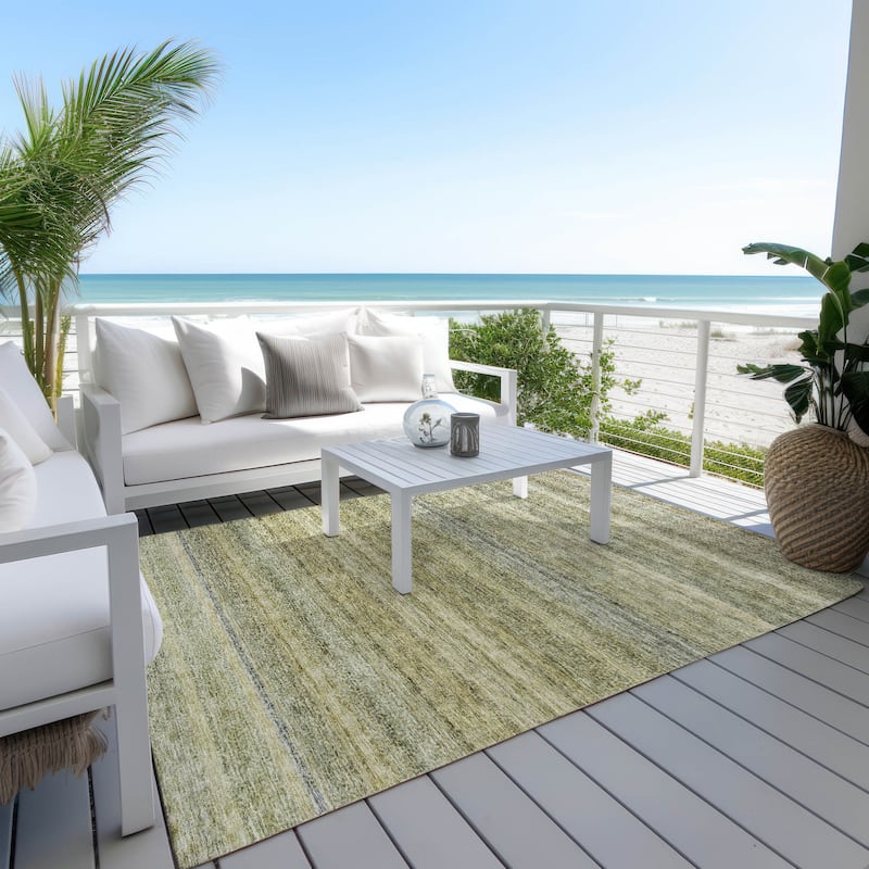 Machine Washable Indoor/ Outdoor Ombre Solid Chantille Rug