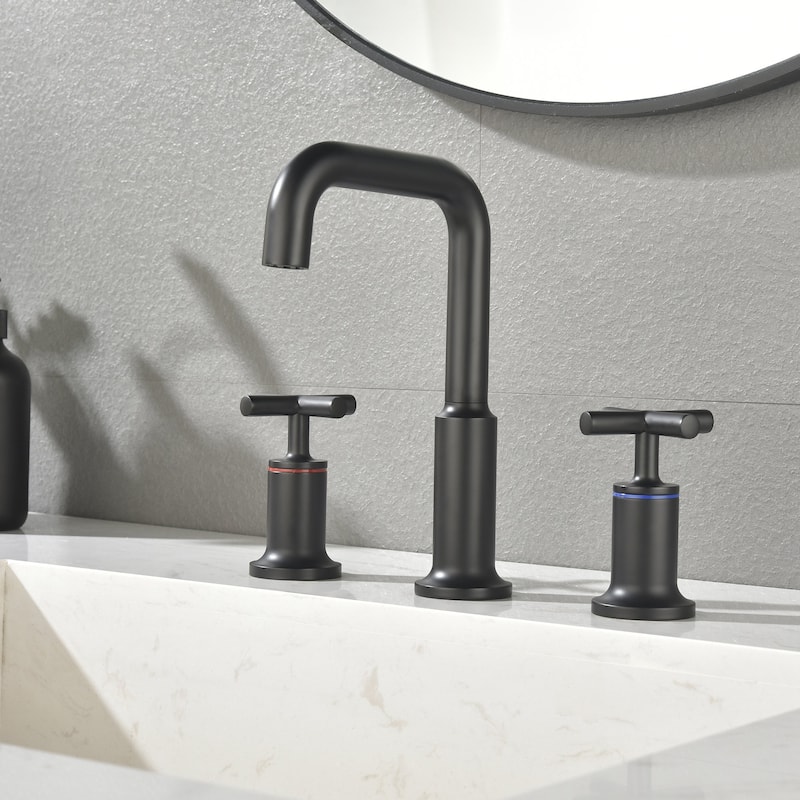 Three-Hole Cross Handle Copper Bathroom Sink Faucet
