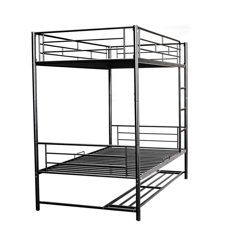 Metal Bunk Bed with Shelf and Guardrails