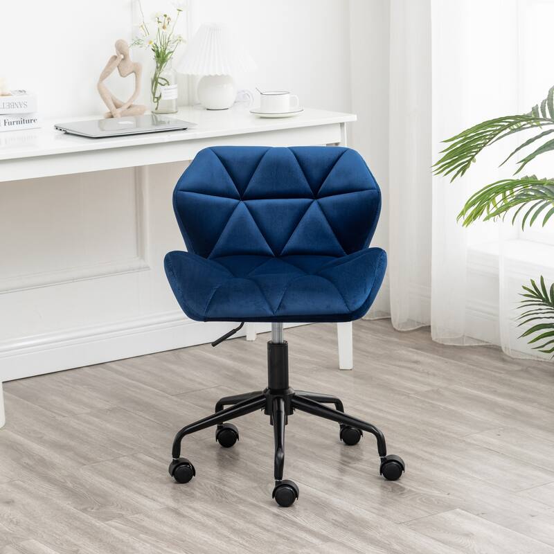 Elegant Tufted Velvet Office Chair with 360° Swivel, Adjustable Height, Memory Foam Cushion, and Ergonomic Back Support