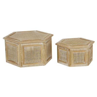Wood Decorative Box with Lid - Set of 2 Brown - Roche River Decor
