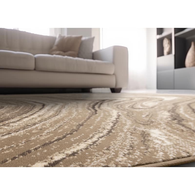 Forte Brown Cream Soothing Waves Area Rug, 5'3" x 7'5"
