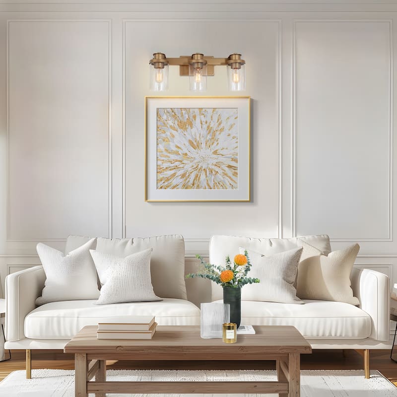 Modern Gold 3-Light Bathroom Vanity Light Cylinder Glass Wall Sconce