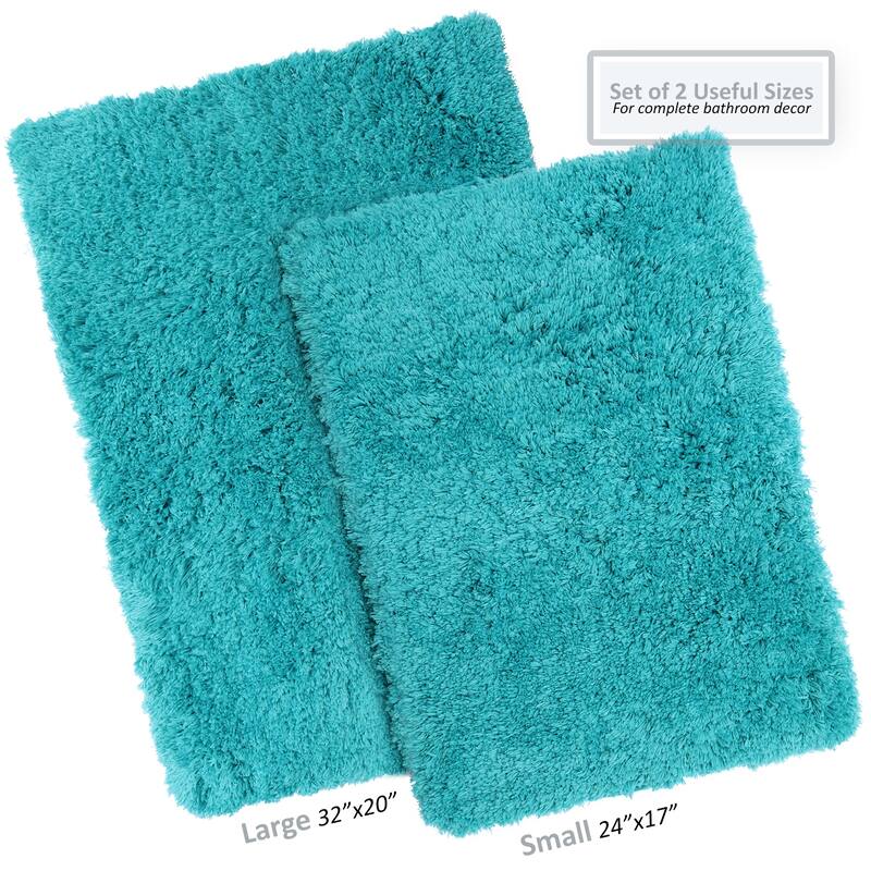 Porch & Den Lorena Shaggy/ Non-slip Rubber Backed Bath Rug Set