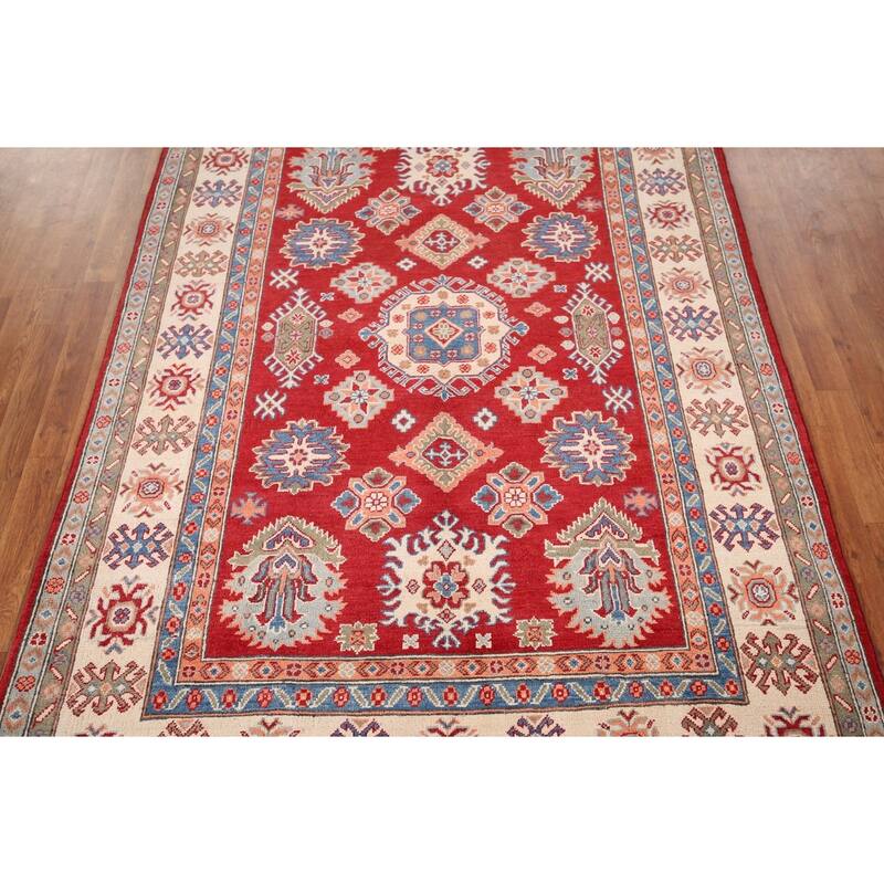 Kazak Oriental Area Rug Handmade Traditional Red Wool Carpet - 5'5" x 7'9"