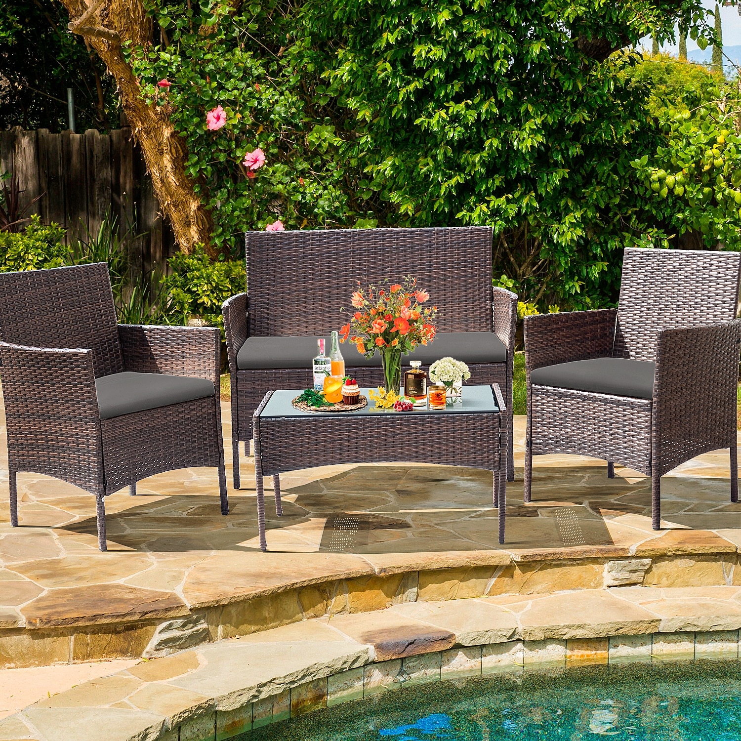 Homall 4 piece top patio set