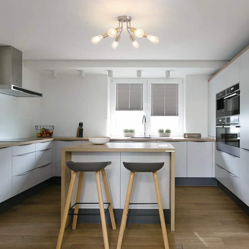 6-Light Modern Sputnik Light Fixture Semi Flush Mount Ceiling Lighting - 14.76' W