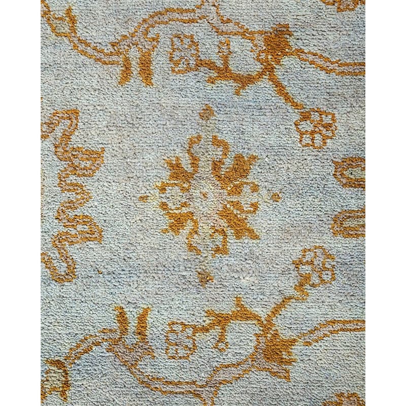 Overton Hand Knotted Wool Vintage Inspired Modern Contemporary Overdyed Blue Area Rug - 4' 7" x 6' 10"