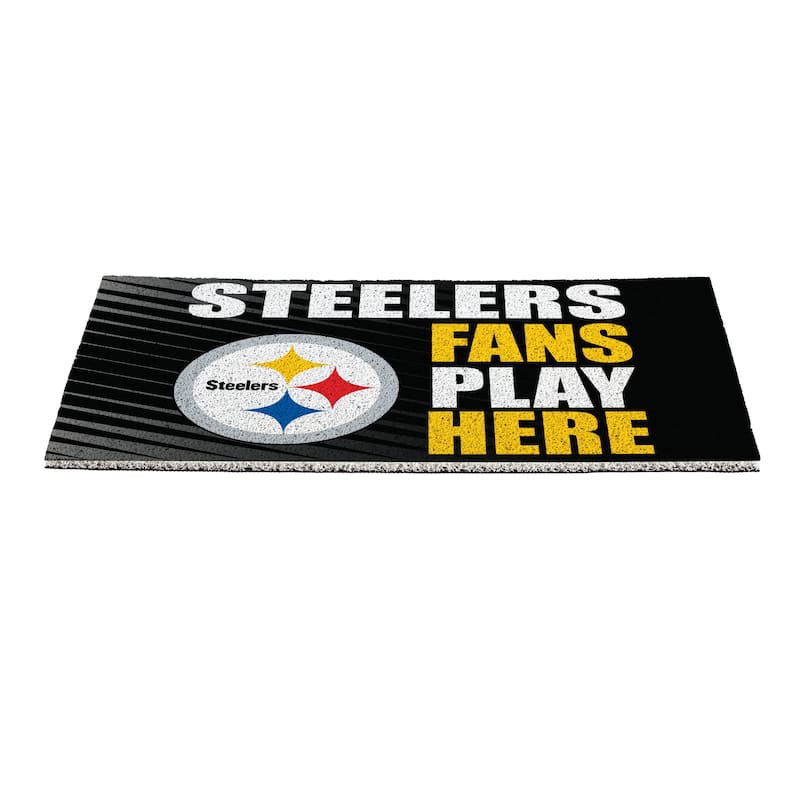 28 in. x 16 in. Pittsburgh Steelers "Fans Play Here" PVC Door Mat