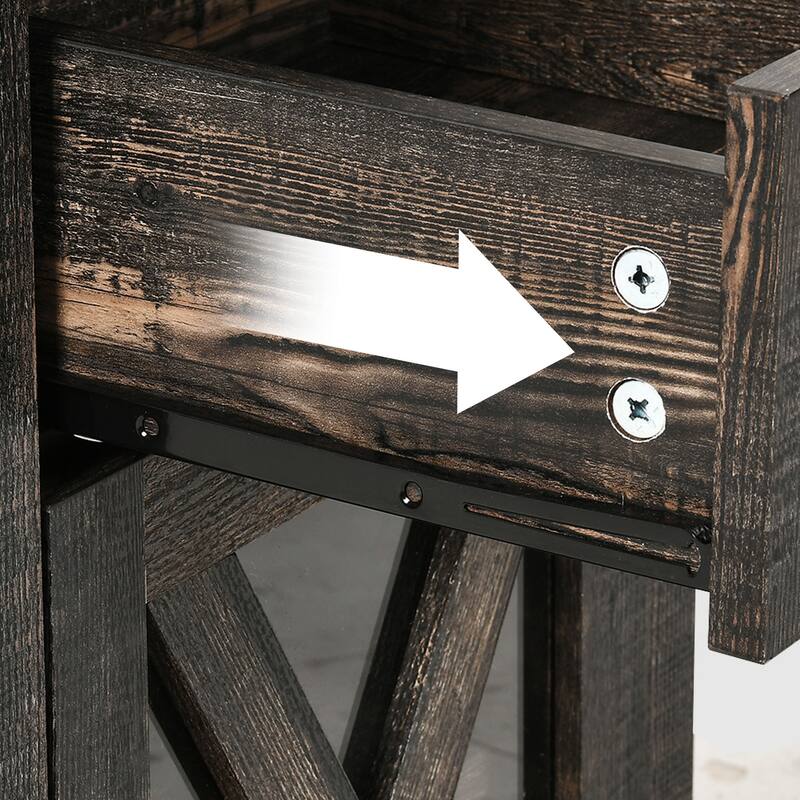 Moasis Farmhouse Side End Table Bedside Sofa Table with LED Lights, 2 Power outlets & 2 USB Ports