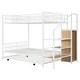 preview thumbnail 24 of 26, Twin Over Full Size Bunk Bed with Trundle and Bulit-in Wardrobe, Metal Bunk Bedframe with Lateral Storage Ladder & Wire Shelving