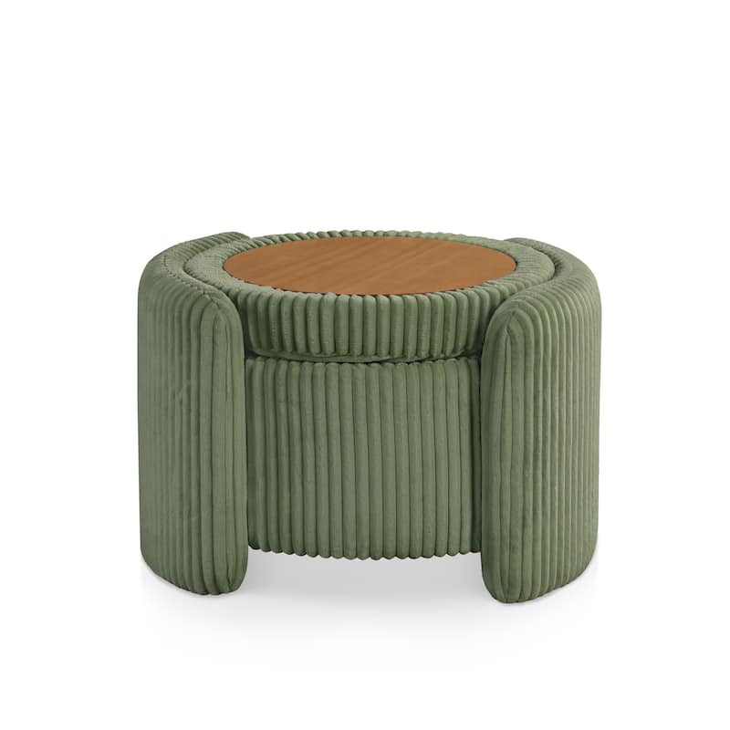 Furniture of America Elyndra 25-inch Round Chenille Storage Ottoman with Flip Top