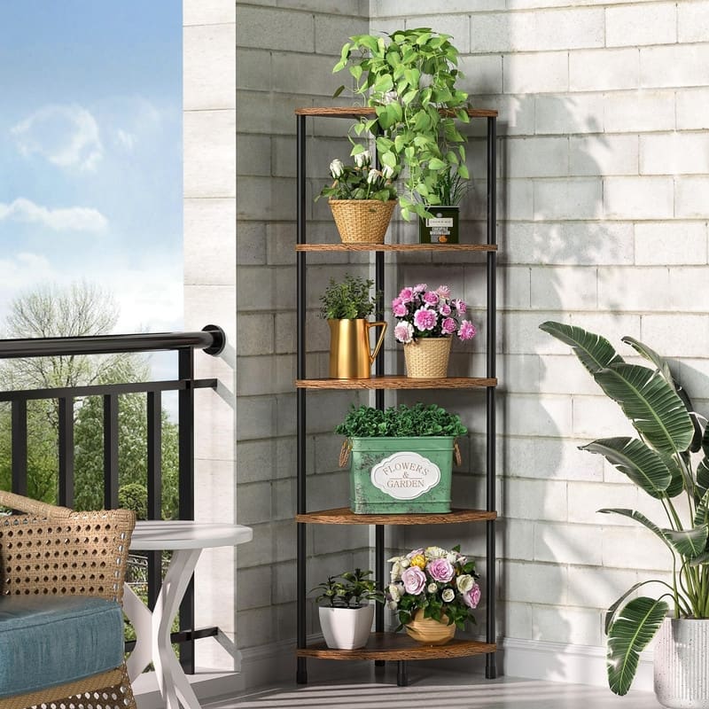 5 Tier Corner Shelf Stand - 11.4"D x 11.4"W x 44.1"H