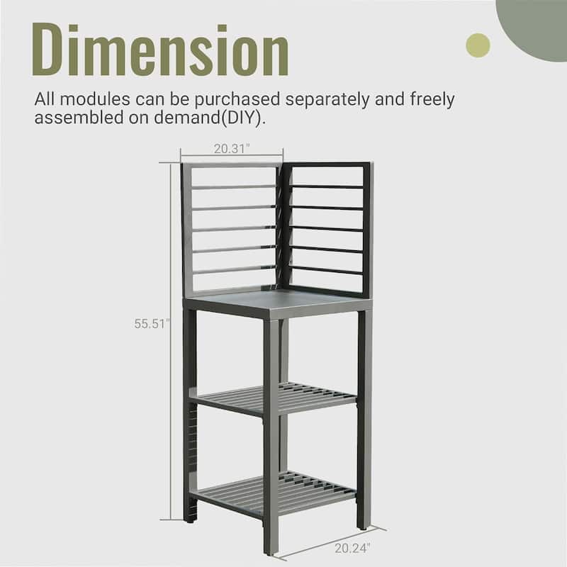 GDFStudio - Thaddeus Outdoor Modular Kitchen Island with Storage and Freestanding Grill Cabinet