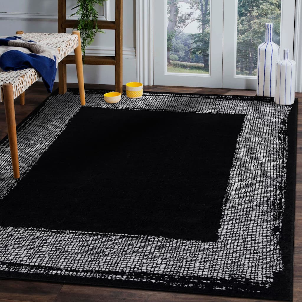 Beverly Rug Modern Border Indoor Area Rug with Jute Backing for Living Room, Kitchen, Bedroom