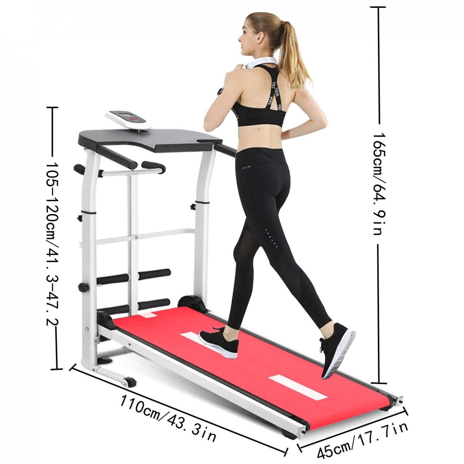 Iron fitness manual treadmill incline wide belt 6.0 walking running cardio exercise fitness 2 fly wheels lcd monitor sales