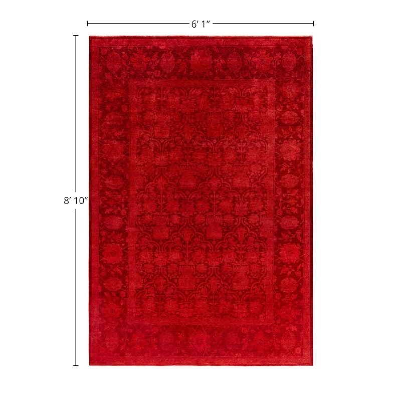 Overdyed, One-of-a-Kind Hand-Knotted Area Rug - Orange - 6' 1" x 8' 10"