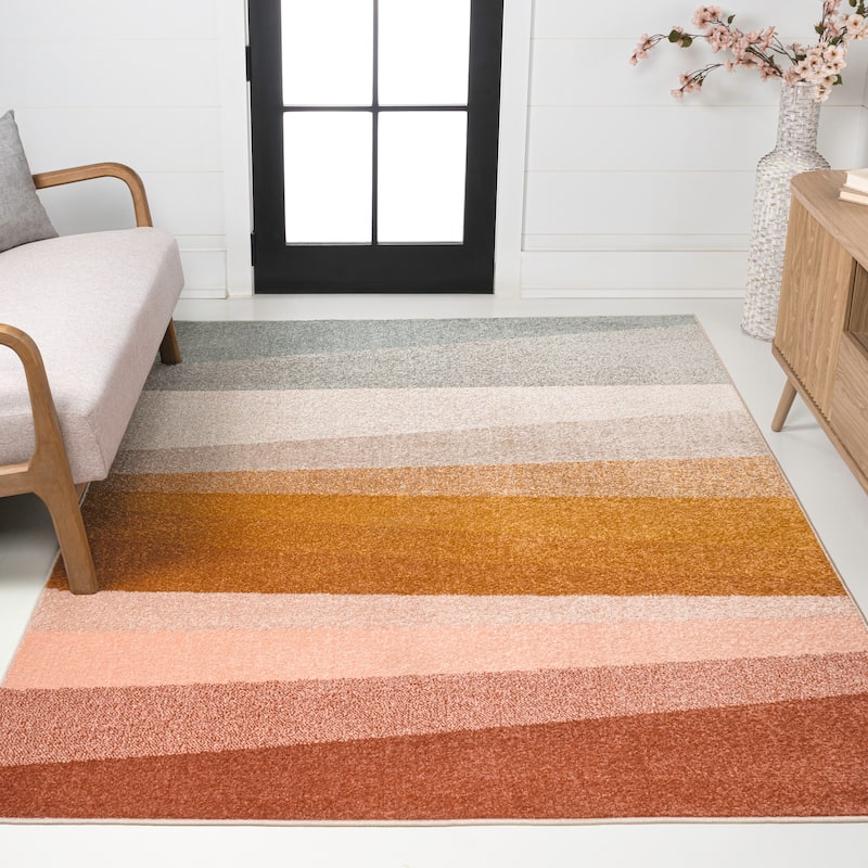 JONATHAN Y Tobago Abstract Swirl Area Rug - 4x6 - Red/Yellow/Gray