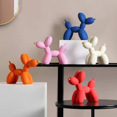 Curata Home Medium Resin 9" Balloon Dog Zen Animal Kaws Statue Décor