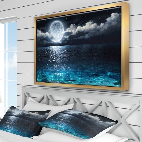 Designart Romantic Full Moon Over Sea Seascape Framed Canvas Art Print On Sale Overstock Designart Romantic Full Moon Over Sea Seascape Framed Canvas Art Print On Sale Overstock