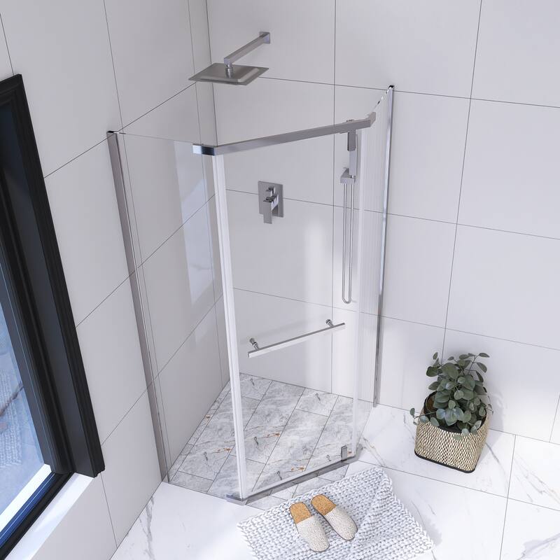 36'' x 72'' Neo-angle Pivot Semi-Frameless Corner Shower Enclosure