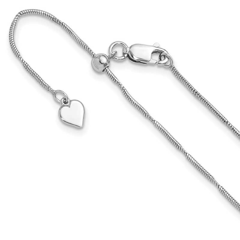 Curata 925 Sterling Silver Rhodium 22" 1.3mm Diamond Cut Adjustable Snake Chain Necklace