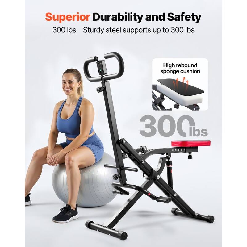 Black Steel Deep Squat Machine with 12-Level Hydraulic Resistance and Adjustable Seat - 35.4 x 22.8 x 44.1 in