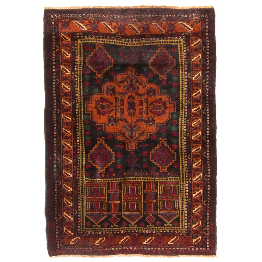 ECARPETGALLERY Hand-knotted Teimani Black Wool Rug - 2'10 x 4'0