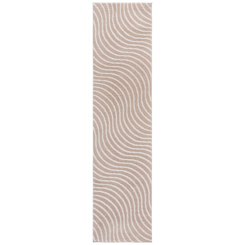 SAFAVIEH Wave Lidewij Modern Rug - 2'2" x 9' Runner - Beige/Ivory