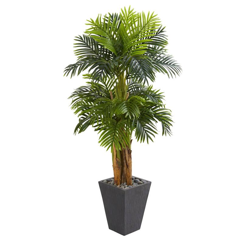 Artificial Palm Tree 5.5ft Indoor Tropical Decor - Stylish Planter, Realistic Look, Home Office Accent - Green - 51-60 Inches