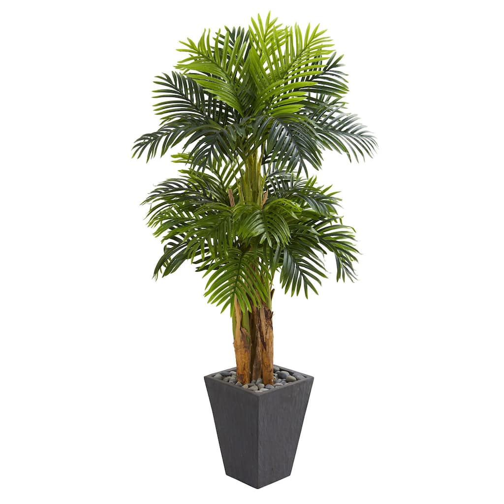 Artificial Palm Tree 5.5ft Indoor Tropical Decor - Stylish Planter, Realistic Look, Home Office Accent - Green - 51-60 Inches