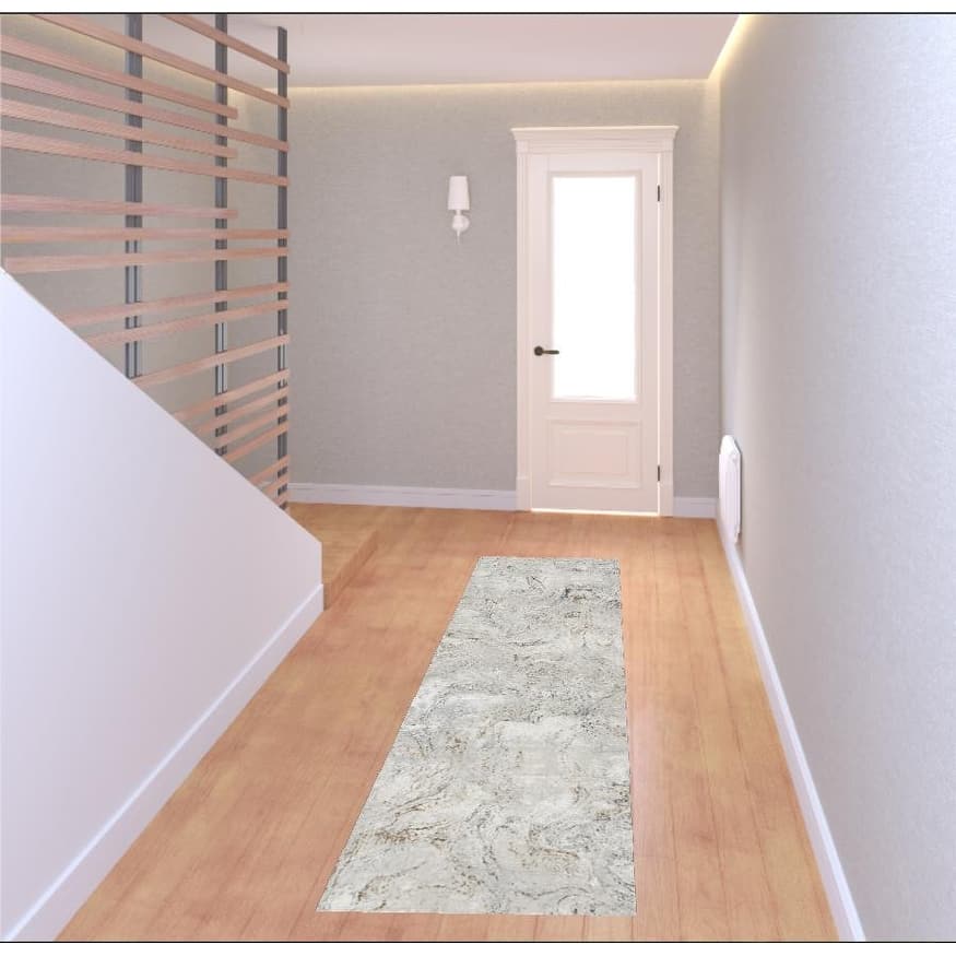 Behej Power Loomed Abstract Modern Non Skid Stain Resistant Area Rug By HomeRoots - 90' X '27' X '0.39