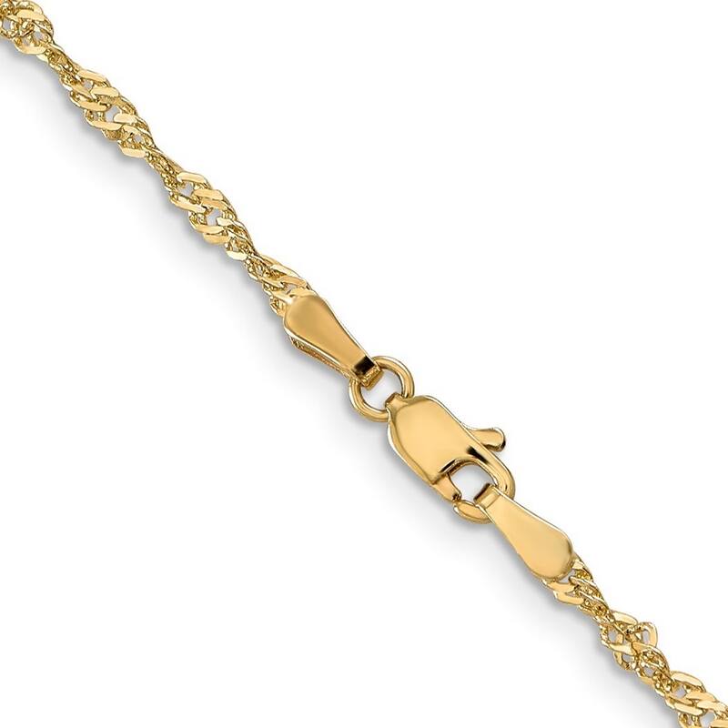 Curata 14k Yellow Gold Solid 2.0mm Polished Singapore Chain Necklace (Lobster) Options: 16 18 20