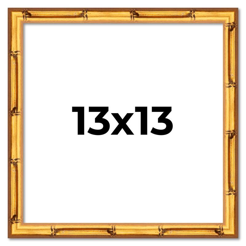 13x13 Frame Gold Bamboo Picture Frame - Modern Photo Frame Includes UV