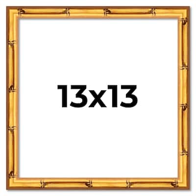 13x13 Frame Gold Bamboo Picture Frame - Modern Photo Frame Includes UV