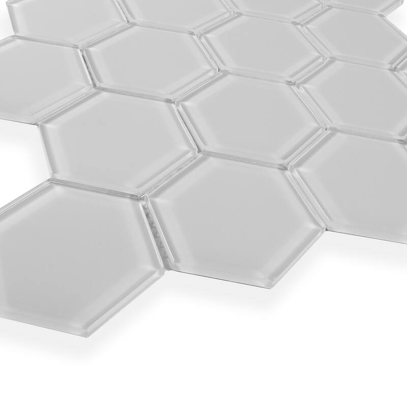 3" Beehive 10.25 in. x 11.75 in. Hexagon Glass Mesh-Mounted Mosaic Tile