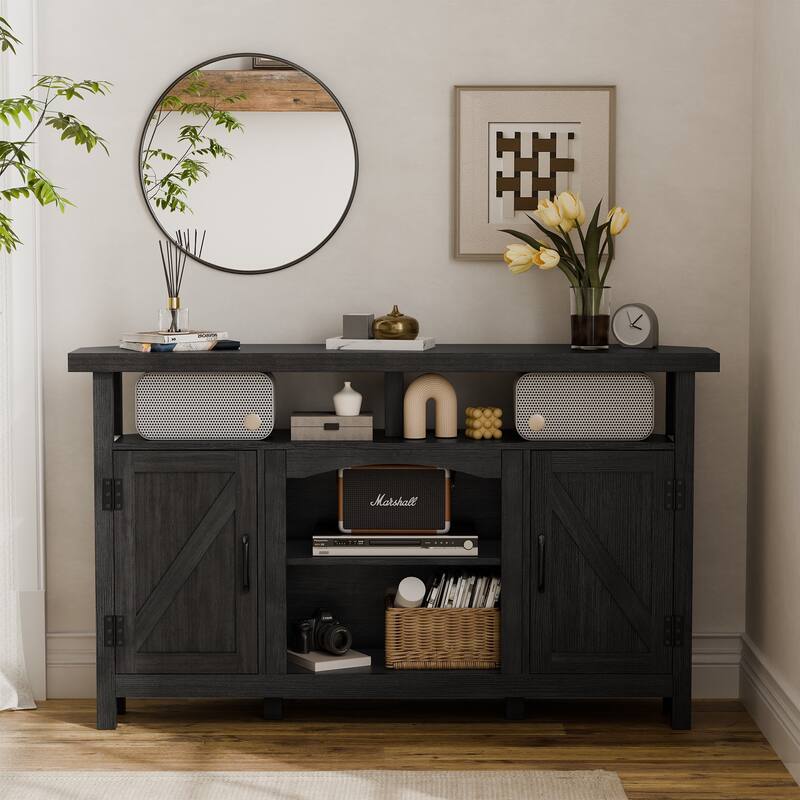 Farmhouse Corner TV Stand for TVs up to 60", Entertainment Center with Storage Cabinets - 31.81'' H X 54.02'' W X 15.35'' D