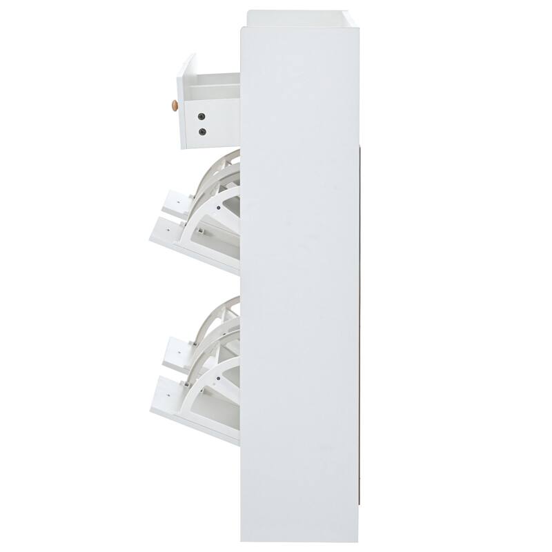 Slim Entryway Shoe Rack with 4 Drawers, Shoe Cabinet for Hallway or Mudroom Storage Solutions
