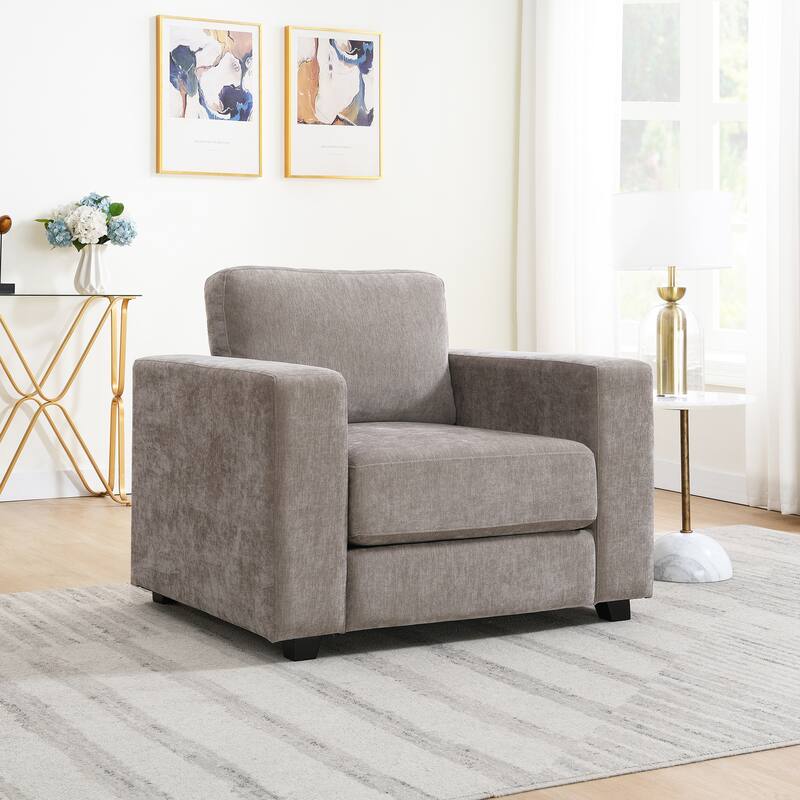Oversized Accent Chair With Widen Arms,Modern Chair,Washable Covers,Comfy Upholstered Large Chair Armchair - Light Brown