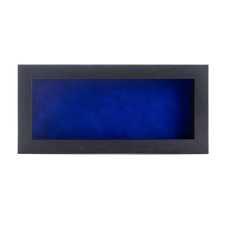 14x28 Shadow Box Frame Charcoal Gray Wood | With a 3/4" Usable Display Depth | Includes a Royal Blue Real Suede Texture