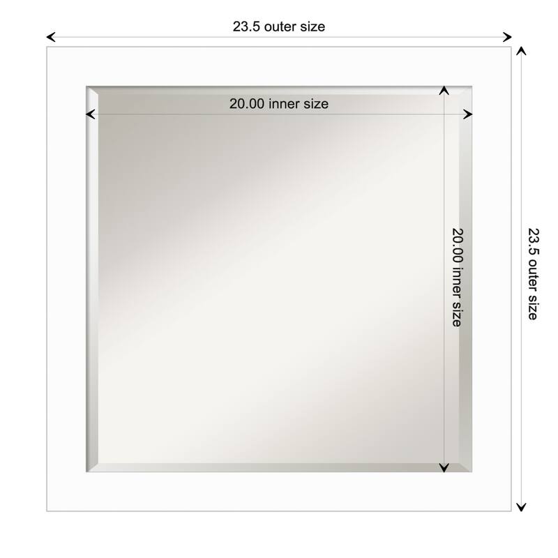 Basic Narrow Beveled Wood Framed Wall Mirror - Basic White Narrow - Glass Size 20x20