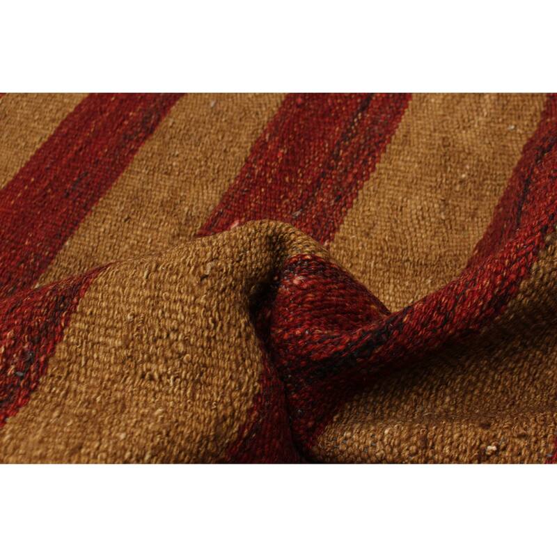 ECARPETGALLERY Flat-Weave Boho Brown, Red Wool Kilim - 6'5 x 9'4