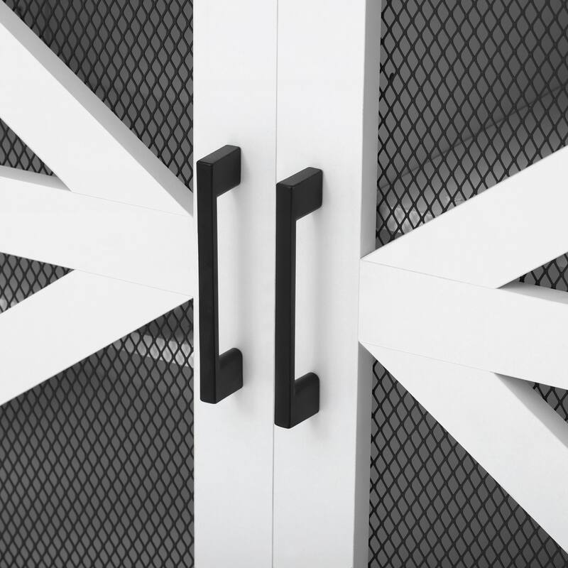 Sliding Barn Door Sideboard Buffet Cabinet with 3 Drawers, Adjustable Shelves