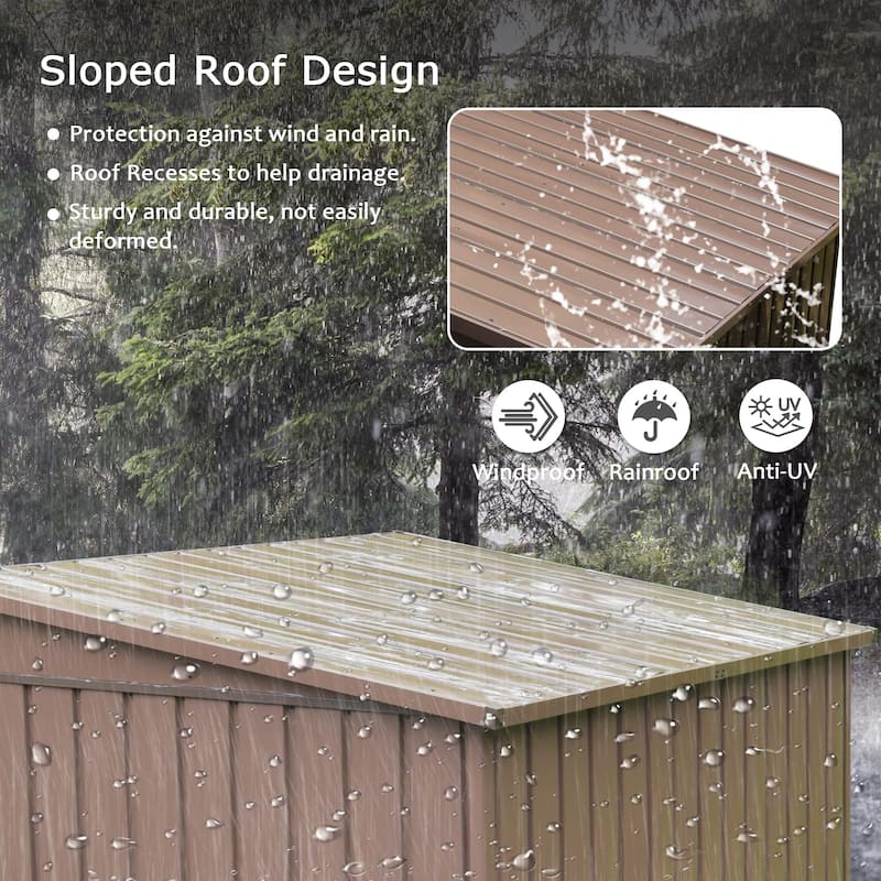 Outdoor Rustproof Storage Shed Metal Tool Shed with Lockable Double Doors Waterproof Garden Shed, Air Vents