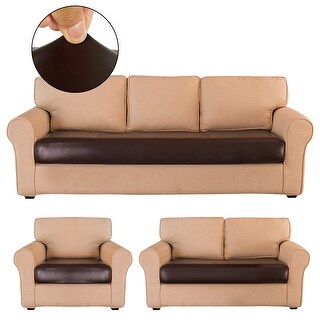 1/2/3/4 Seater Elastic PU Leather Sofa Seat Cushion Cover Modern Waterproof Slipcover  Furniture Protector Couch Cover 4 Colors