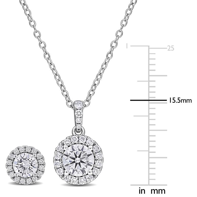 Miadora Sterling Silver Lab-Grown Diamond Necklace and Earring Set
