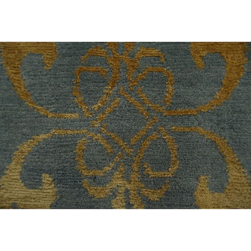 Hand Knotted Oriental 100% Wool Carpet Modern All-Over Navy Blue & Blues Modern Area Rug - 10' 1'' X 8' 2''