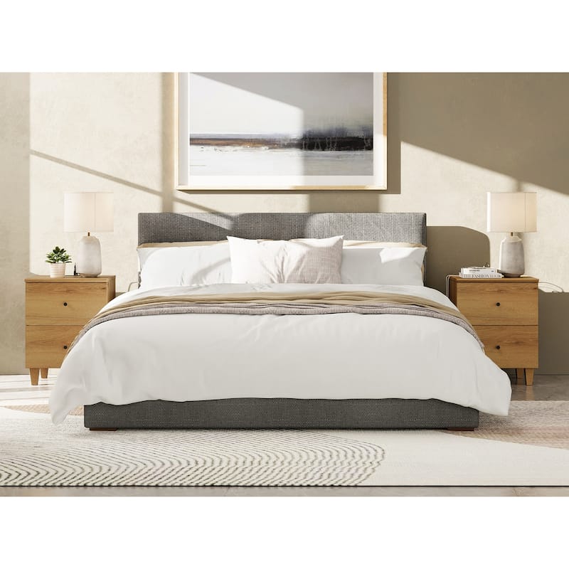 2 Drawer Nightstands with Charging Station for Bedroom