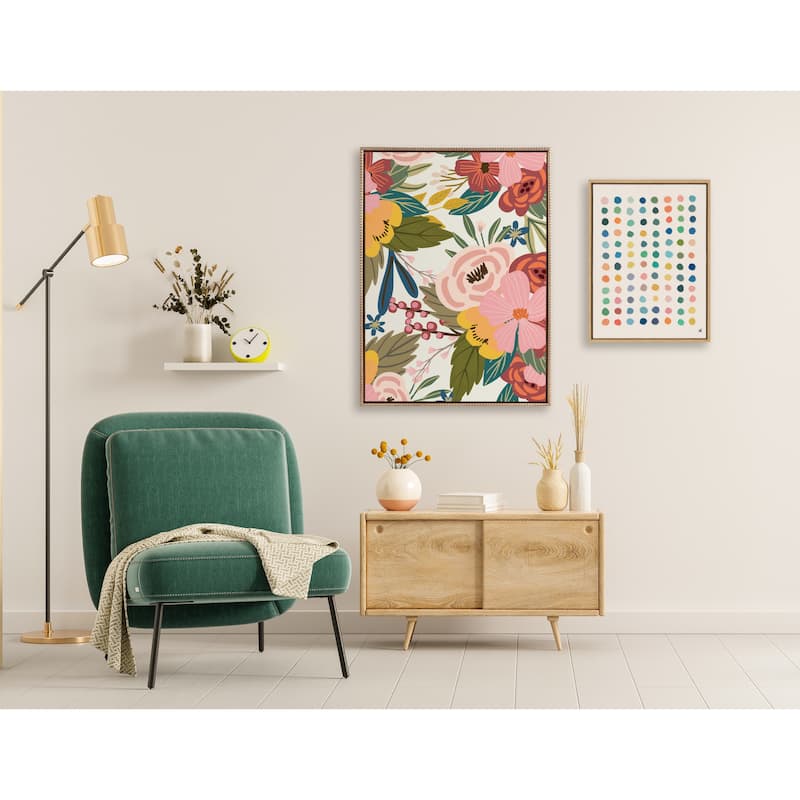 Kate and Laurel Sylvie Beaded Softly Framed Canvas by Mia Charro